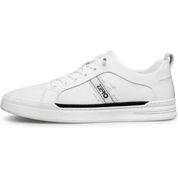 Sneakers Mens White Simple Soft Cowhide Untied Shoe String S121022 AutumnWhite