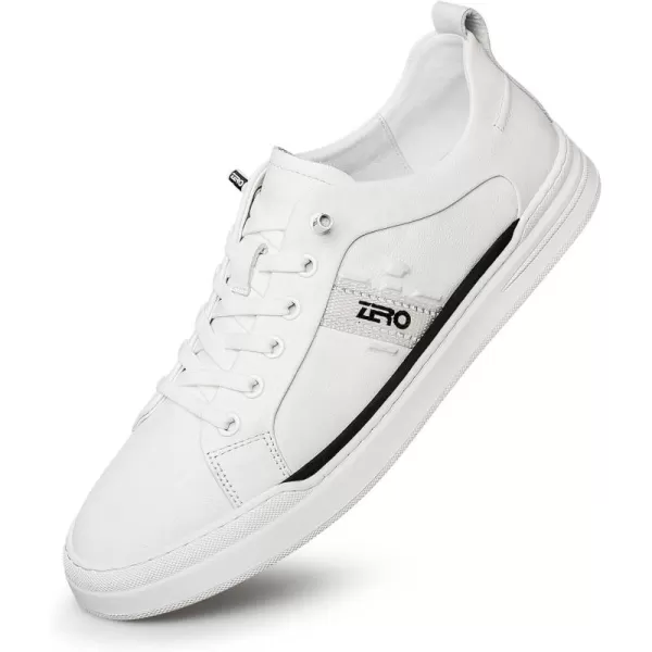 Sneakers Mens White Simple Soft Cowhide Untied Shoe String S121022 AutumnWhite