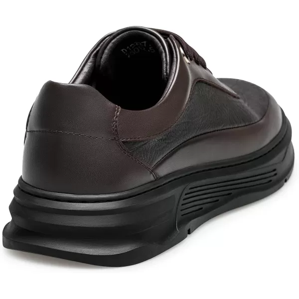 Mens Sneakers Cow Leather Lightweight Simple Wide D1223775AutumnBrown