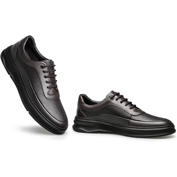 Mens Sneakers Cow Leather Lightweight Simple Wide D1223775AutumnBrown
