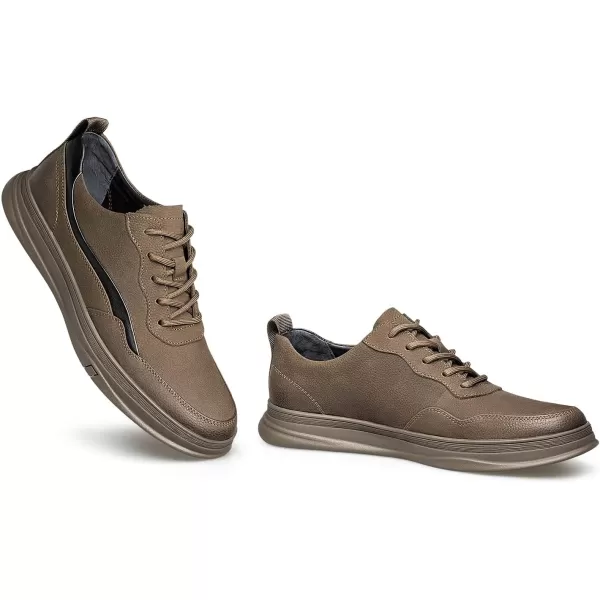 Mens Vintage British Style Sneakers Leather Shoes for Men 22 ModelKhaki
