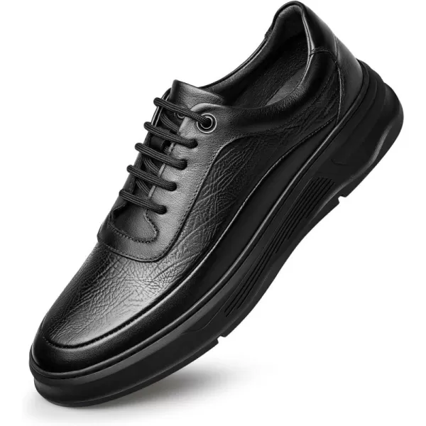 Mens Sneakers Cow Leather Lightweight Simple Wide D1223775AutumnBlack