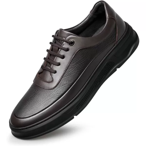 Mens Sneakers Cow Leather Lightweight Simple Wide D1223775AutumnBrown