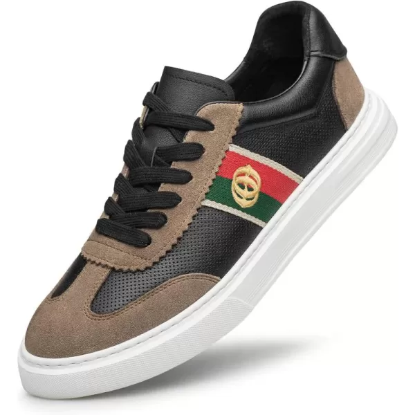 ZRO Mens fashion sneakers Soft calf leather laceup shoes for men S1306823 SpringBlack