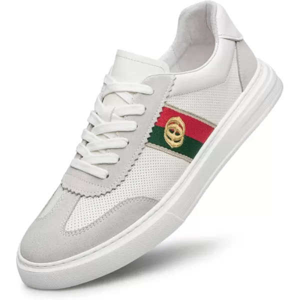 ZRO Mens fashion sneakers Soft calf leather laceup shoes for men S1306823 SpringWhite