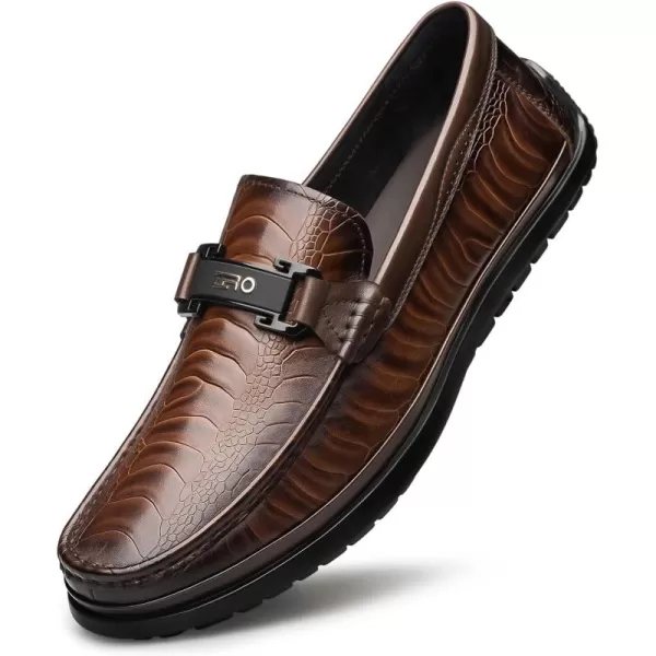 Mens Fashion Loafers  Stylish Genuine Leather Comfortable N33587 23 WinterBrown