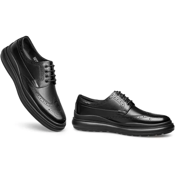 Leather ShoeStyle Sneakers Brogue Style Stylish and take Off B1223657AutumnBlack