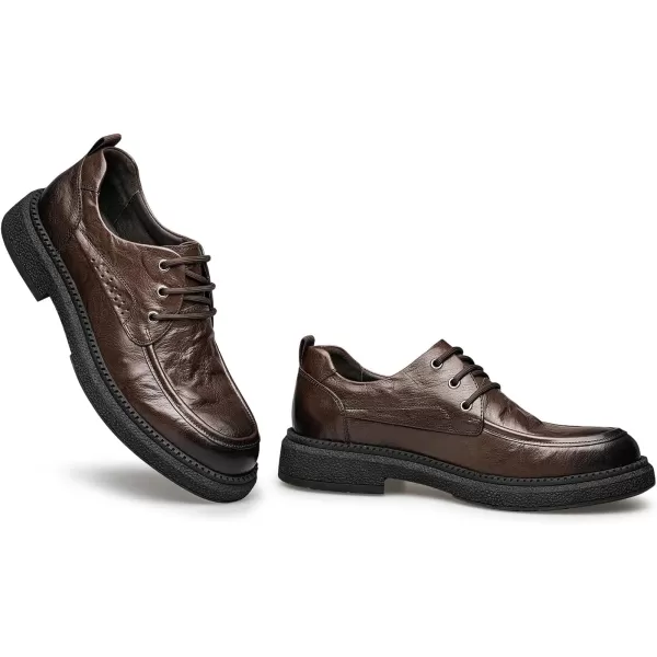 Mens Casual Derby Shoes  Genuine Leather Rubber Sole B33515 23 WinterBrown