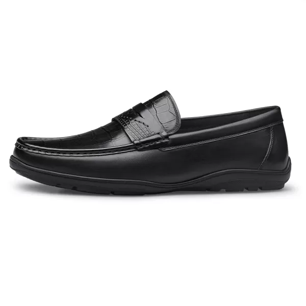 Mens CrocodileEmbossed Penny Loafers  Comfortable Wide Fit Genuine Leather N33586 23 WinterBlack