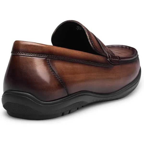 Mens CrocodileEmbossed Penny Loafers  Comfortable Wide Fit Genuine Leather N33586 23 WinterBrown