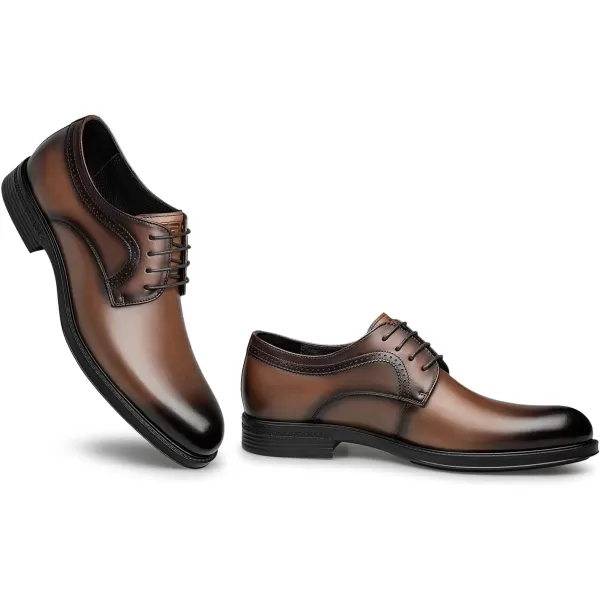 Mens Derby Shoes Plain Toe Simple Dress Wedding Shoes for Men B1313523 SpringBrown
