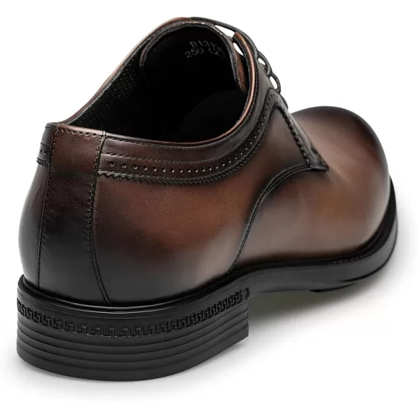 Mens Derby Shoes Plain Toe Simple Dress Wedding Shoes for Men B1313523 SpringBrown