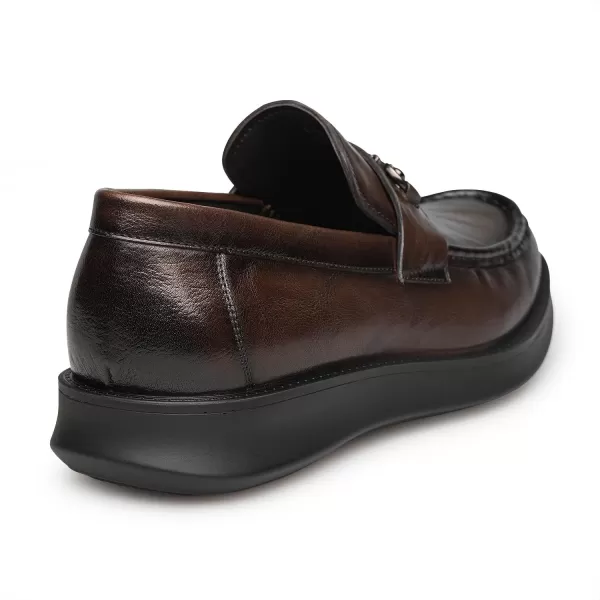 Mens Horsebit Loafers  Top Grain Leather Comfortable Rubber Sole D33006  23 WinterBrown