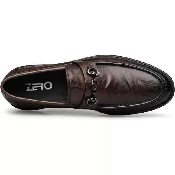 Mens Horsebit Loafers  Top Grain Leather Comfortable Rubber Sole D33006  23 WinterBrown