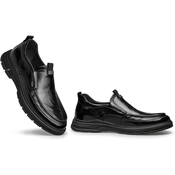 Mens Loafers  Soft Genuine Leather Wide Fit Easy SlipOn D33669T 23 WinterBlack