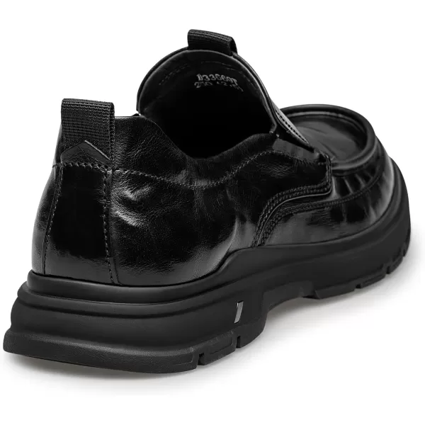 Mens Loafers  Soft Genuine Leather Wide Fit Easy SlipOn D33669T 23 WinterBlack