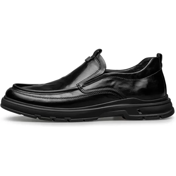 Mens Loafers  Soft Genuine Leather Wide Fit Easy SlipOn D33669T 23 WinterBlack