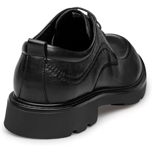 Mens Square Toe Derby Shoes  Thickened Rubber Sole Laceup Design B33513 23 WinterBlack