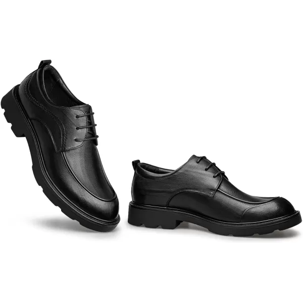 Mens Square Toe Derby Shoes  Thickened Rubber Sole Laceup Design B33513 23 WinterBlack