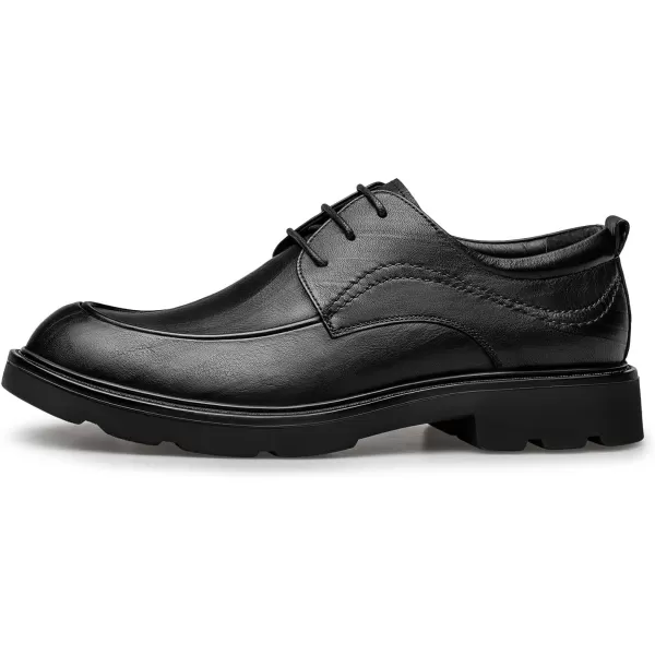 Mens Square Toe Derby Shoes  Thickened Rubber Sole Laceup Design B33513 23 WinterBlack
