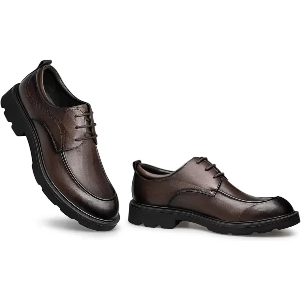 Mens Square Toe Derby Shoes  Thickened Rubber Sole Laceup Design B33513 23 WinterBrown