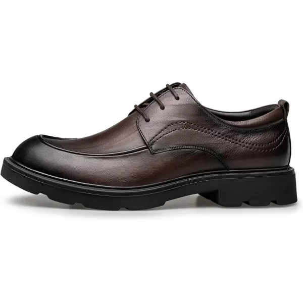 Mens Square Toe Derby Shoes  Thickened Rubber Sole Laceup Design B33513 23 WinterBrown