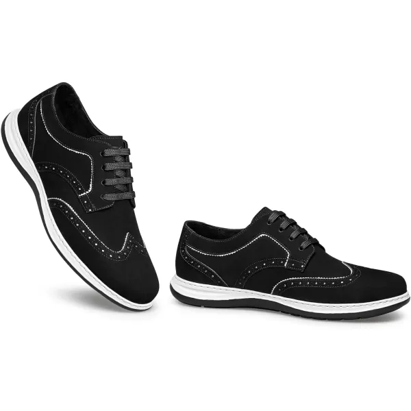 ZRO Mens Sneakers Leather Shoes Style Brogue Wide NonSlip R1223335AutumnBlack