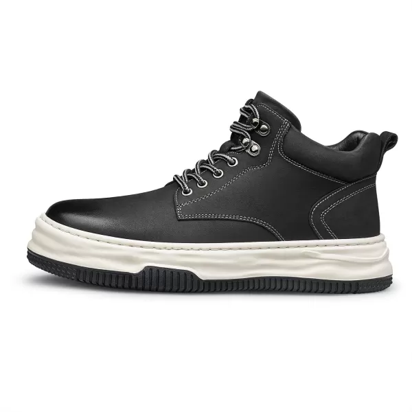 ZRO Mens ThickSole HeightIncreasing Boots  Breathable Cowhide Leather Warm Insulation H35609 23 WinterBlack