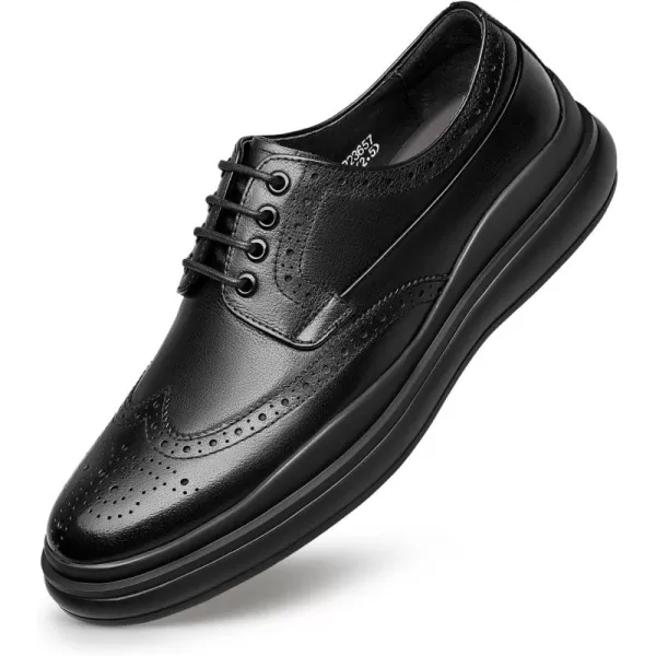 Leather ShoeStyle Sneakers Brogue Style Stylish and take Off B1223657AutumnBlack