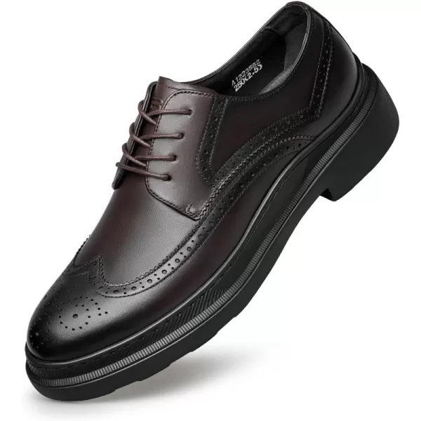 Mens Business Casual Shoes Laceup Genuine Leather Shoes England Style Soft Leather Shoes A1223582AutumnBrown
