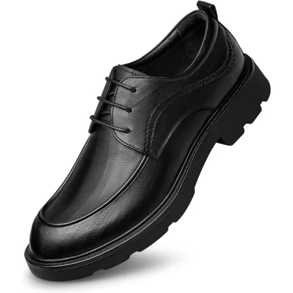 Mens Square Toe Derby Shoes  Thickened Rubber Sole Laceup Design B33513 23 WinterBlack