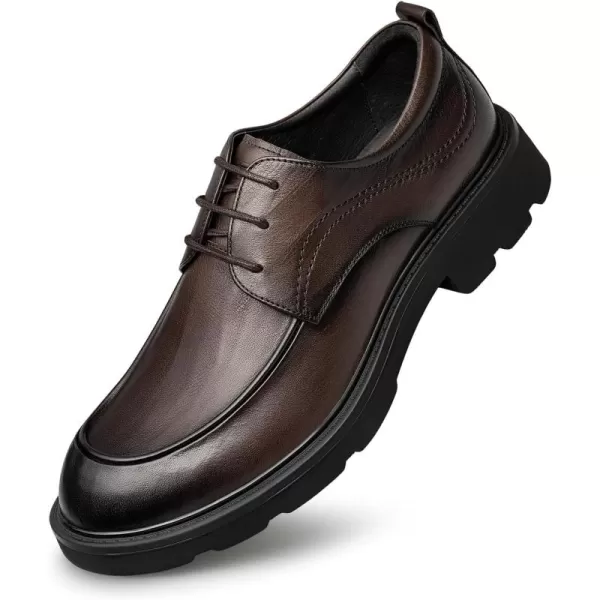 Mens Square Toe Derby Shoes  Thickened Rubber Sole Laceup Design B33513 23 WinterBrown