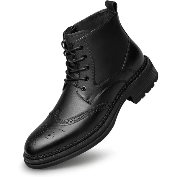 ZRO Mens Derby boots brogue carved leather shoes for men A1225837XDWinterBlack