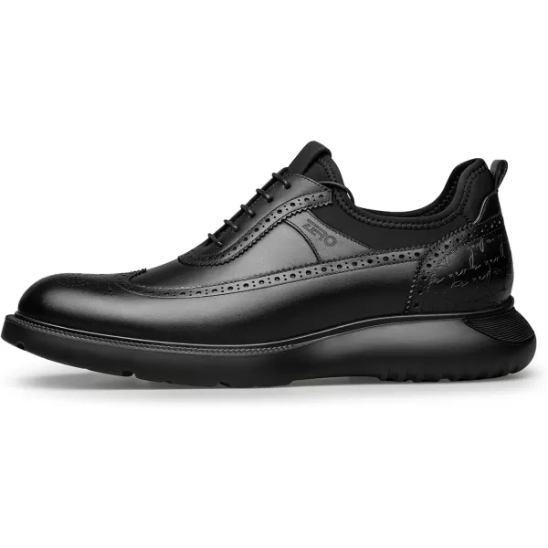 ZRO Mens Dress Shoes brogue carved sneakers easy wear leather shoes for men XAF1835 24 springBlack