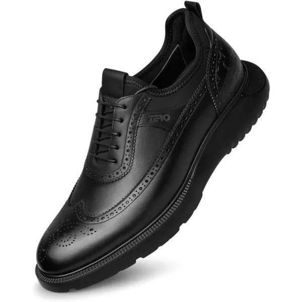 ZRO Mens Dress Shoes brogue carved sneakers easy wear leather shoes for men XAF1835 24 springBlack
