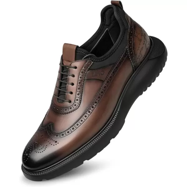 ZRO Mens Dress Shoes brogue carved sneakers easy wear leather shoes for men XAF1835 24 springBrown