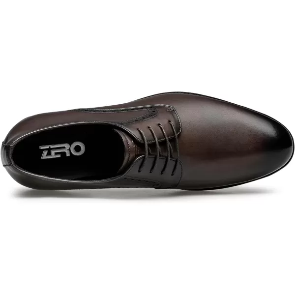 ZRO Mens Dress Shoes Slip On Oxford Shoes Formal Casual Business Wedding Work Classic Laceups Cowhide Genuine LeatherBrown