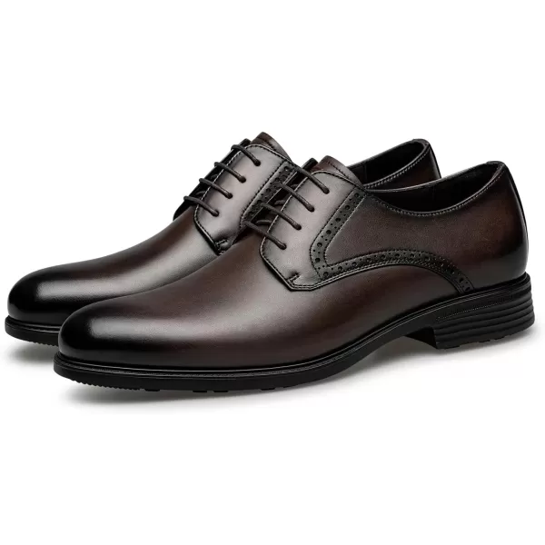 ZRO Mens Dress Shoes Slip On Oxford Shoes Formal Casual Business Wedding Work Classic Laceups Cowhide Genuine LeatherBrown