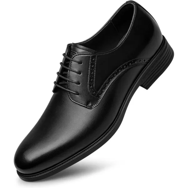 ZRO Mens Dress Shoes Slip On Oxford Shoes Formal Casual Business Wedding Work Classic Laceups Cowhide Genuine LeatherBlack