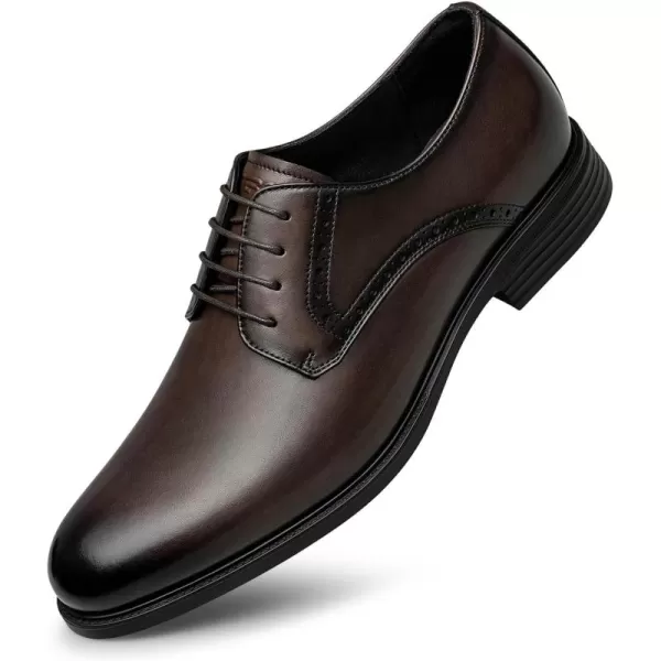 ZRO Mens Dress Shoes Slip On Oxford Shoes Formal Casual Business Wedding Work Classic Laceups Cowhide Genuine LeatherBrown