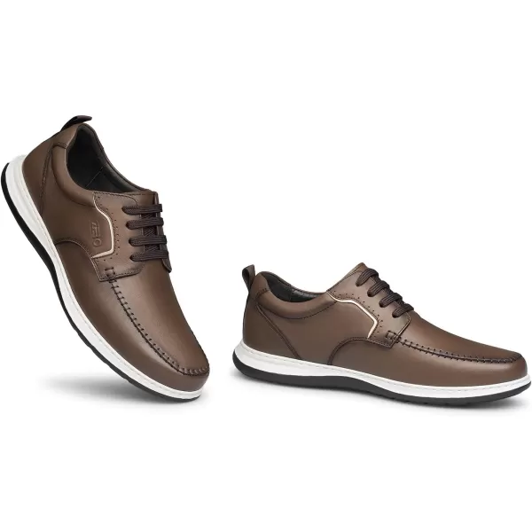 Mens sneakers genuine leather athletic shoes fashionable thick soles R1223331AutumnBrown