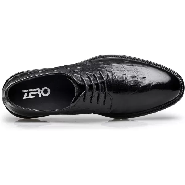 ZRO Mens A579 Crocodile Print Oxfords ShoesBlack