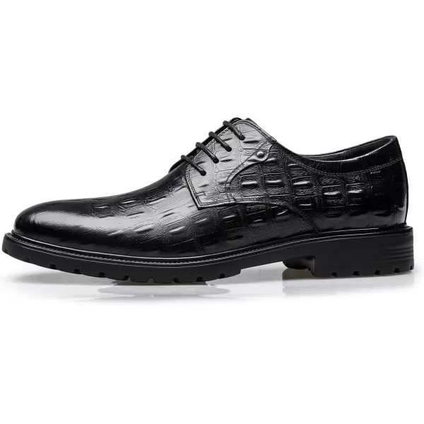 ZRO Mens A579 Crocodile Print Oxfords ShoesBlack