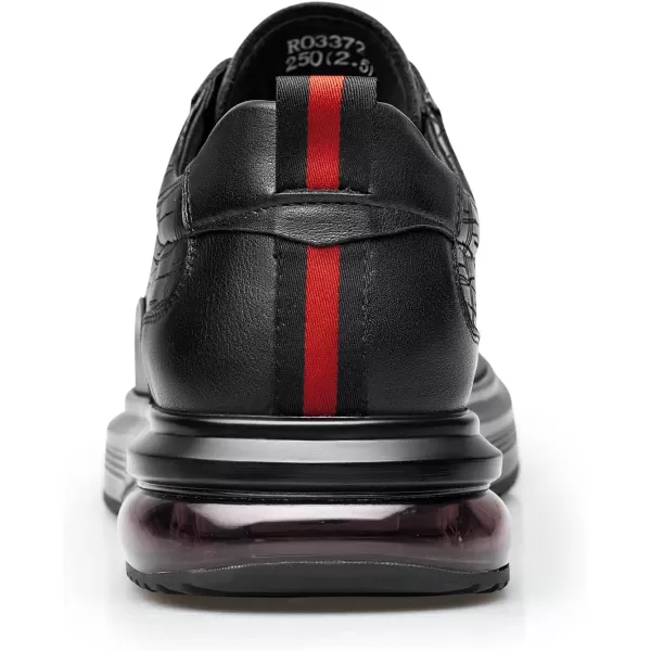 ZRO Mens Toggle Laces Leather Fashion SneakersBlack