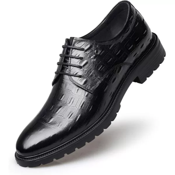 ZRO Mens A579 Crocodile Print Oxfords ShoesBlack