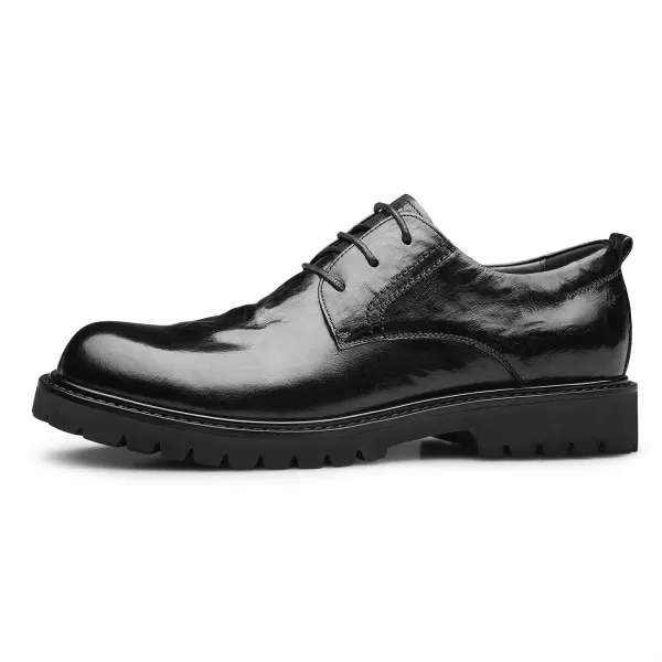 Leather Style Sneakers Thick Sole Athletic Shoes Genuine Leather Fashionable Casual B1223678AutumnBlack