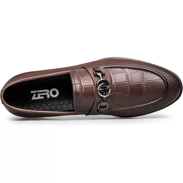 Mens Loafers Crocodile Pattern Genuine Leather with Bit Wide B1199 22 AutumnBrown