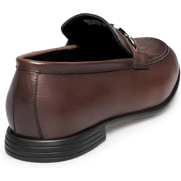 Mens Loafers Crocodile Pattern Genuine Leather with Bit Wide B1199 22 AutumnBrown