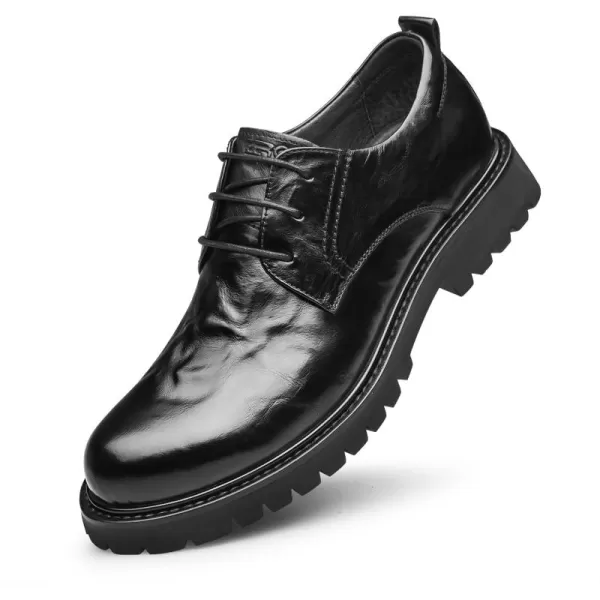 Leather Style Sneakers Thick Sole Athletic Shoes Genuine Leather Fashionable Casual B1223678AutumnBlack