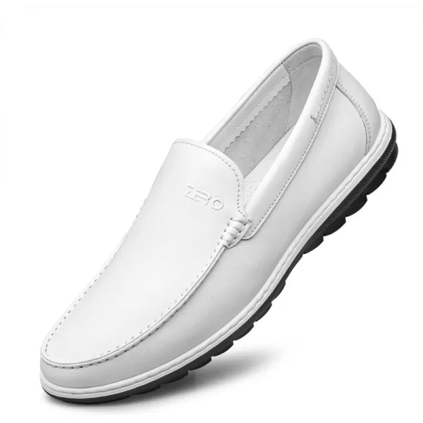 Mens Loafers Genuine Leather NonSlip UChip Wide R115922 AutumnWhite
